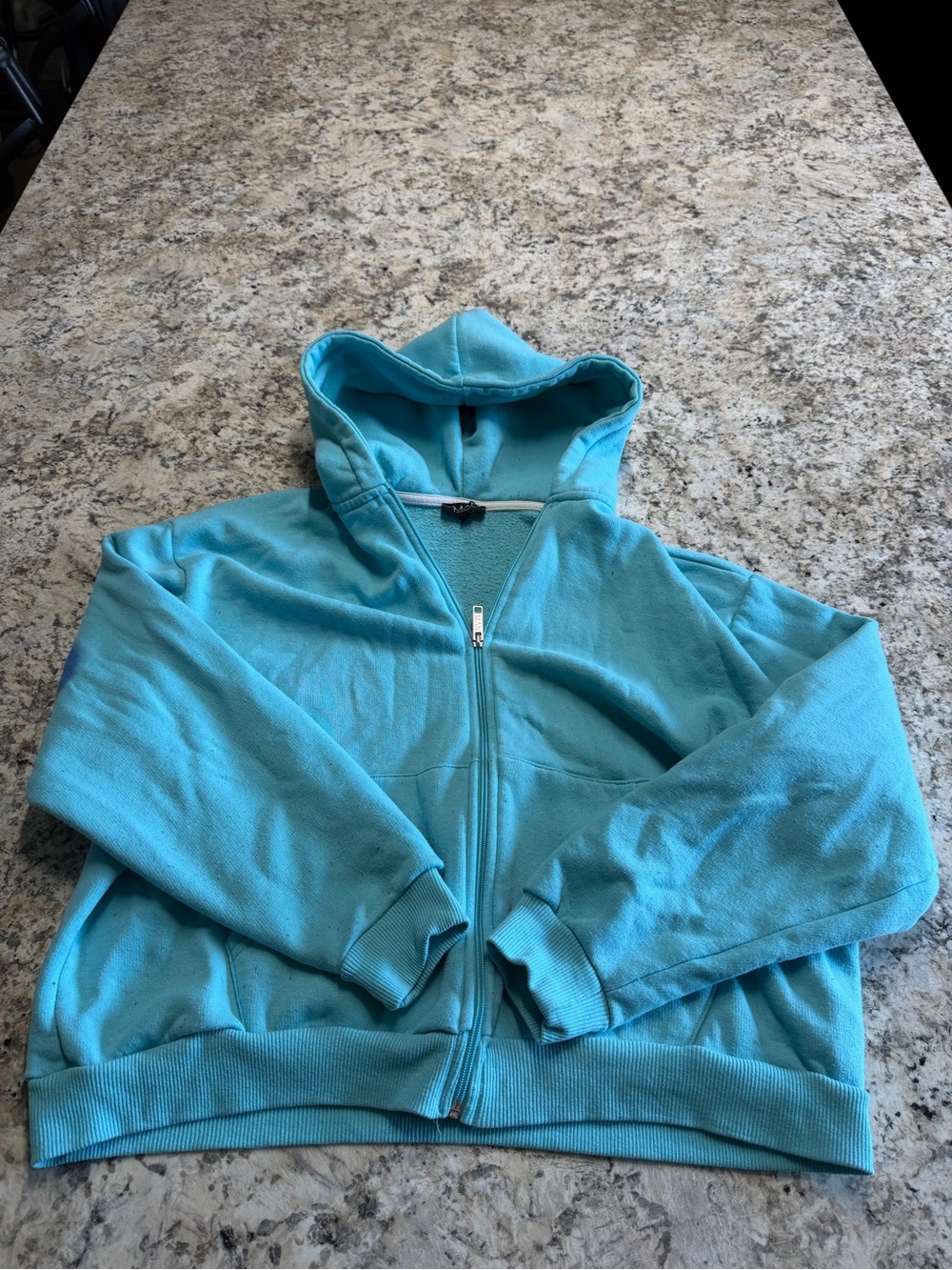 Cropped Men’s Light Turquoise Zip-Up Hoodie